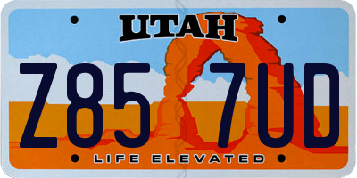 UT license plate Z857UD
