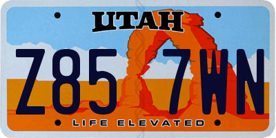 UT license plate Z857WN