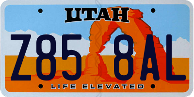 UT license plate Z858AL
