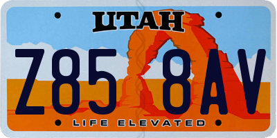 UT license plate Z858AV