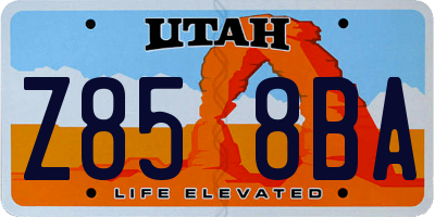 UT license plate Z858BA