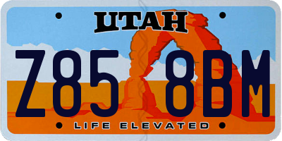 UT license plate Z858BM