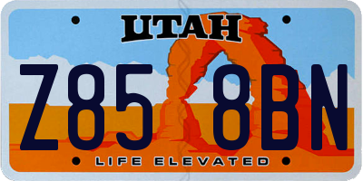 UT license plate Z858BN