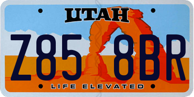 UT license plate Z858BR