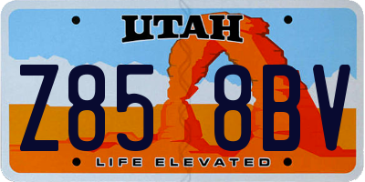 UT license plate Z858BV