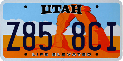 UT license plate Z858CI