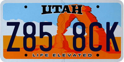 UT license plate Z858CK