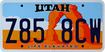 UT license plate Z858CW