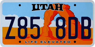 UT license plate Z858DB