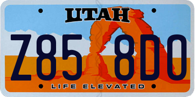 UT license plate Z858DO