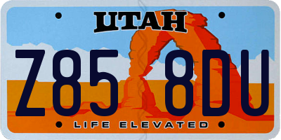 UT license plate Z858DU