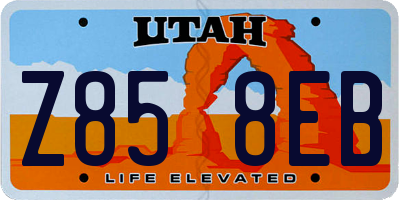 UT license plate Z858EB
