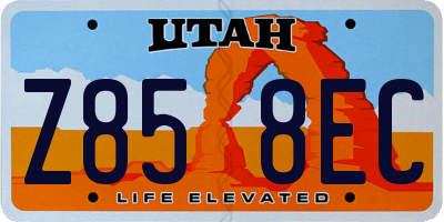 UT license plate Z858EC
