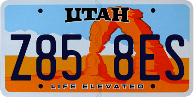 UT license plate Z858ES