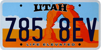 UT license plate Z858EV