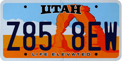 UT license plate Z858EW