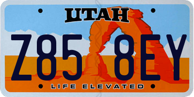 UT license plate Z858EY