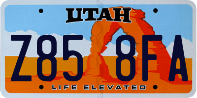 UT license plate Z858FA