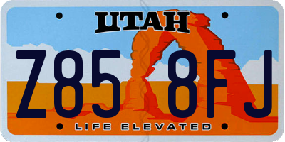 UT license plate Z858FJ