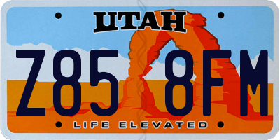UT license plate Z858FM
