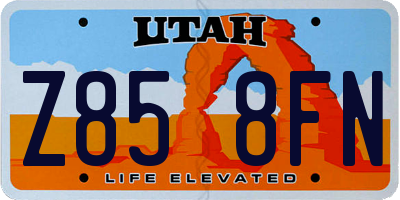 UT license plate Z858FN