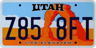 UT license plate Z858FT