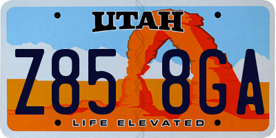UT license plate Z858GA