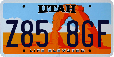 UT license plate Z858GF
