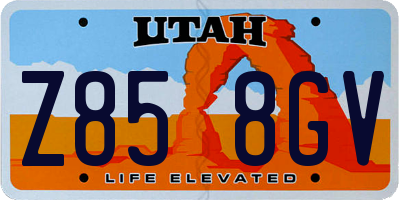 UT license plate Z858GV