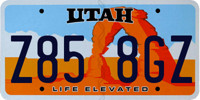 UT license plate Z858GZ