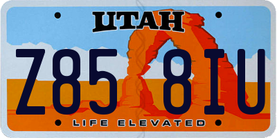 UT license plate Z858IU