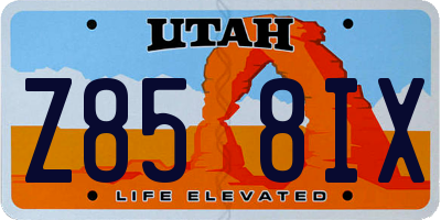 UT license plate Z858IX