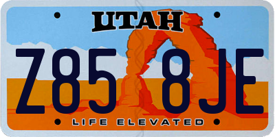 UT license plate Z858JE