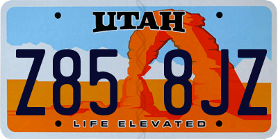 UT license plate Z858JZ