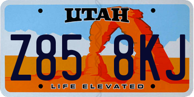 UT license plate Z858KJ