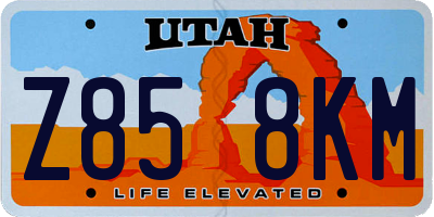 UT license plate Z858KM