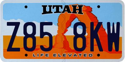 UT license plate Z858KW