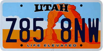 UT license plate Z858NW