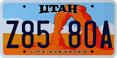 UT license plate Z858OA