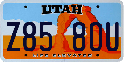 UT license plate Z858OU