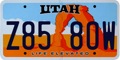 UT license plate Z858OW