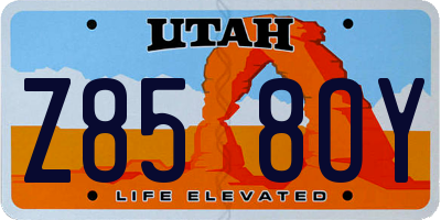 UT license plate Z858OY