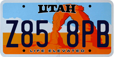 UT license plate Z858PB