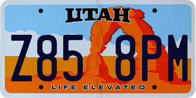 UT license plate Z858PM