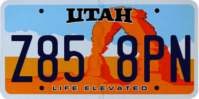 UT license plate Z858PN