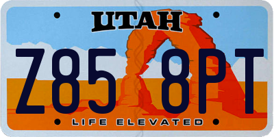 UT license plate Z858PT