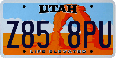 UT license plate Z858PU