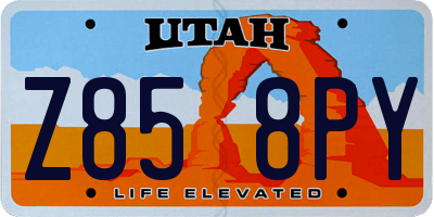 UT license plate Z858PY