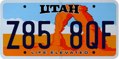 UT license plate Z858QF