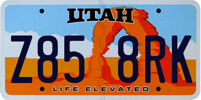 UT license plate Z858RK